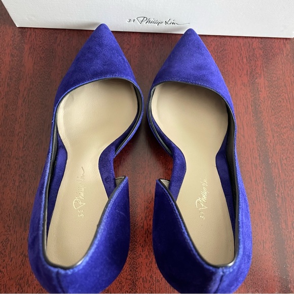 3.1 Philip Lim Blue Suede Leather Iris D’Orsay Heels - Picture 6 of 9